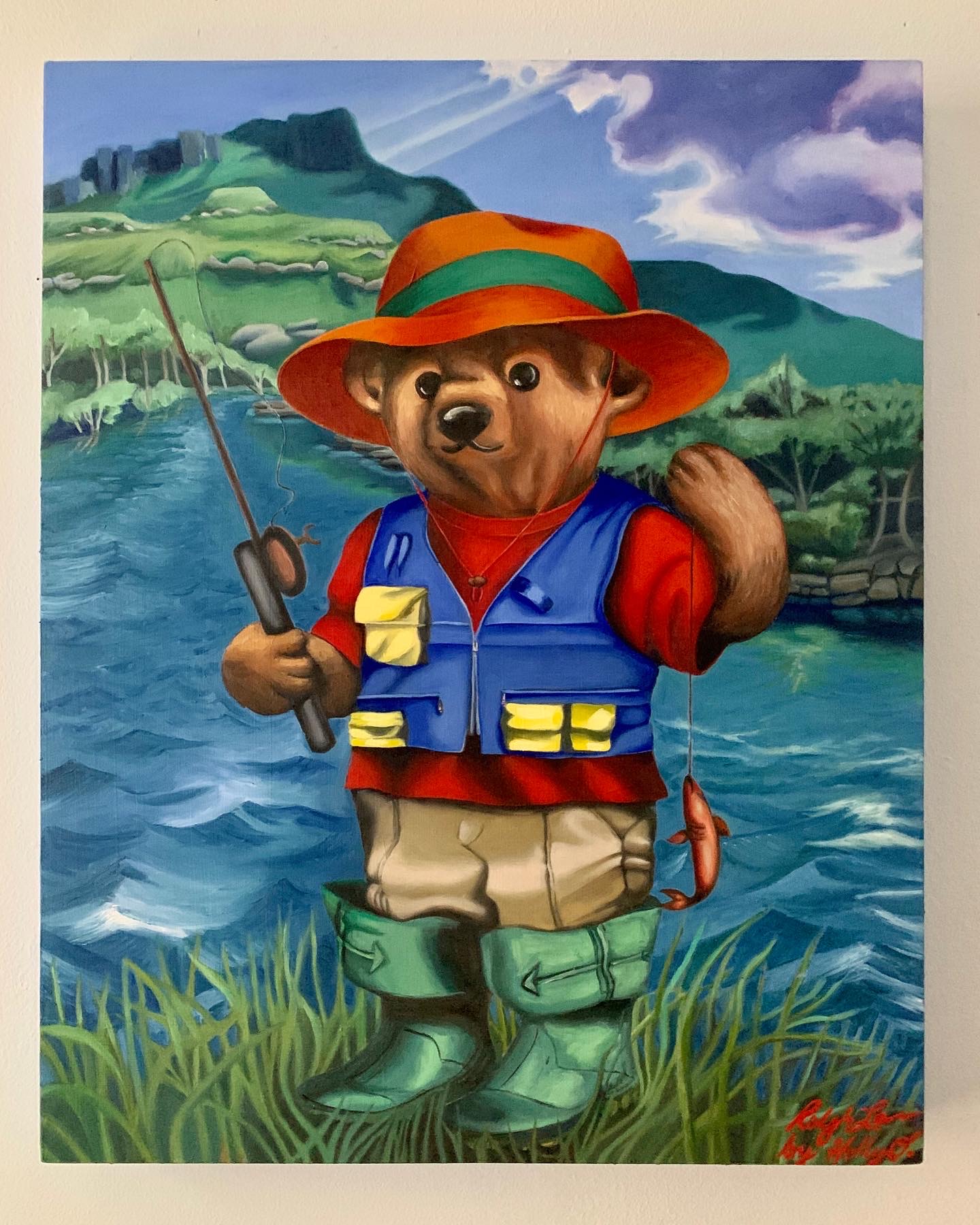 Polo Bear by Ralph Lauren, Private Commission, 20x16x1 2020 <br>oil on wood board